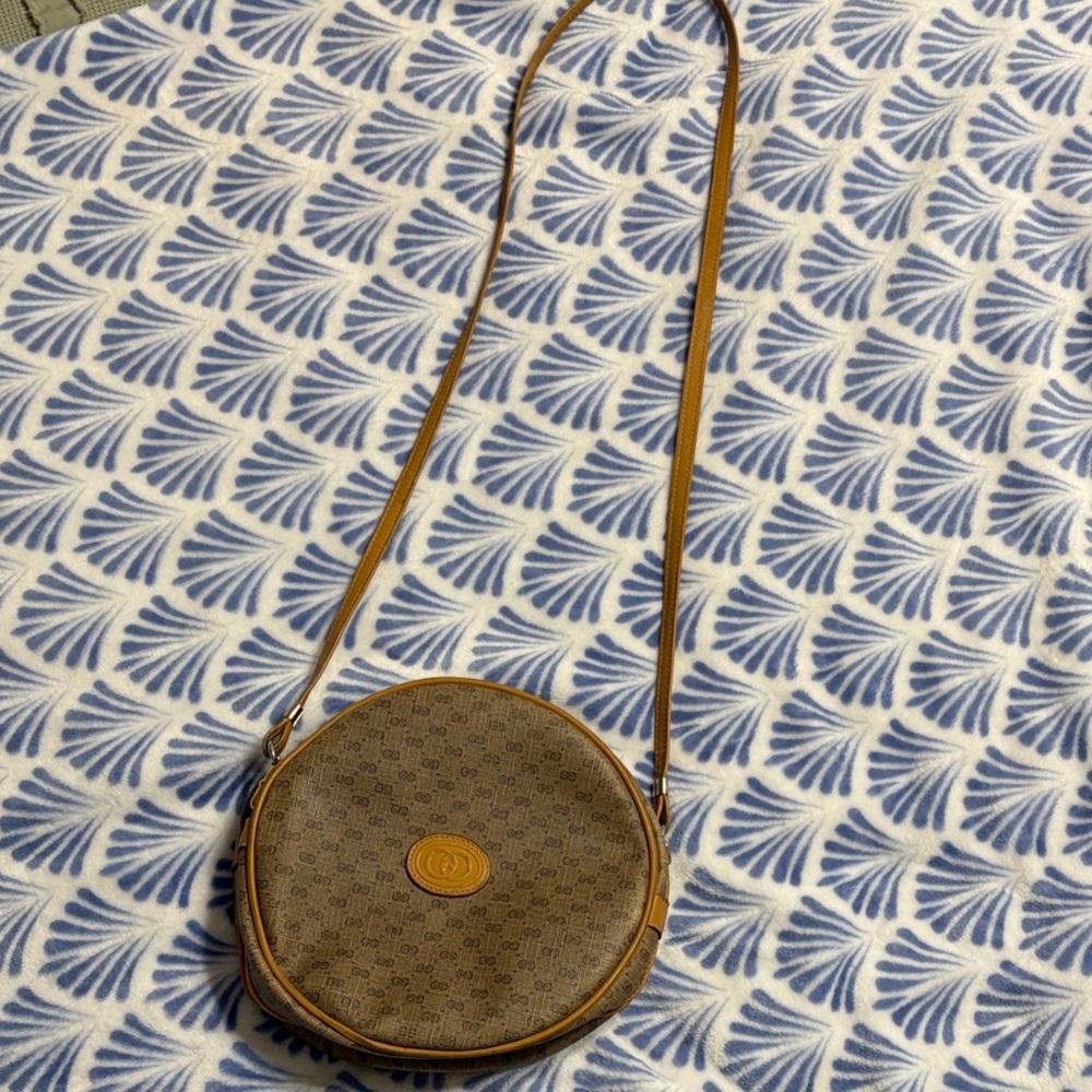 Gucci Monogram RARE Vintage 1980s Micro GG Round Ophidia Canteen. Made in Italy